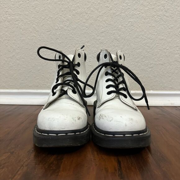 DR. MARTENS 939 White Smooth Leather High Top Boots - Picture 5 of 11